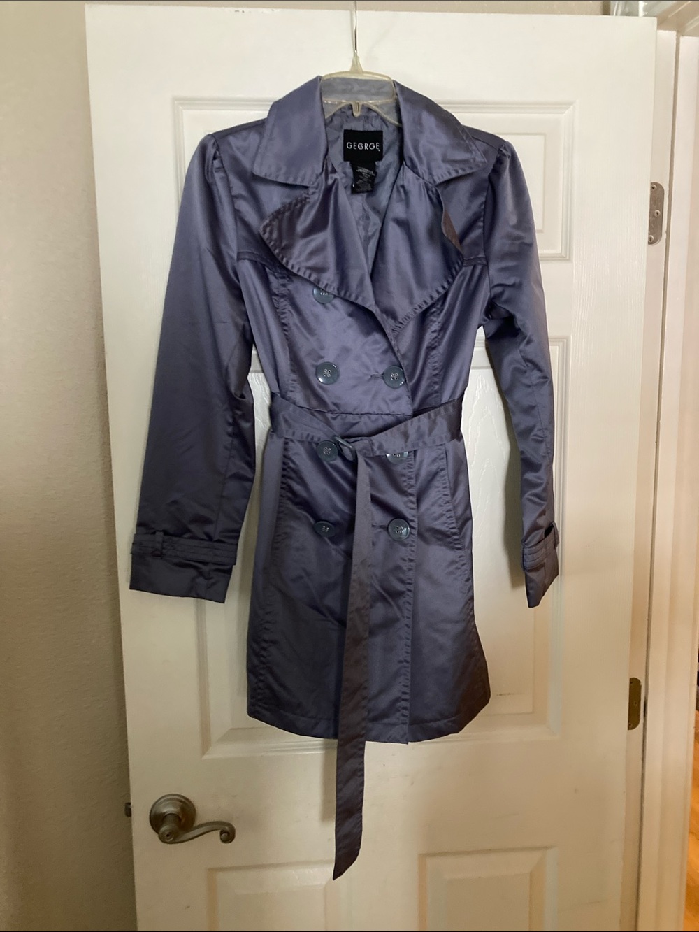 George Women's Slate Purple Double-Breasted Trench Coat